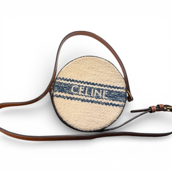 Celine Handbags - Celine Paris Round Logo Canvas Crossbody Bag